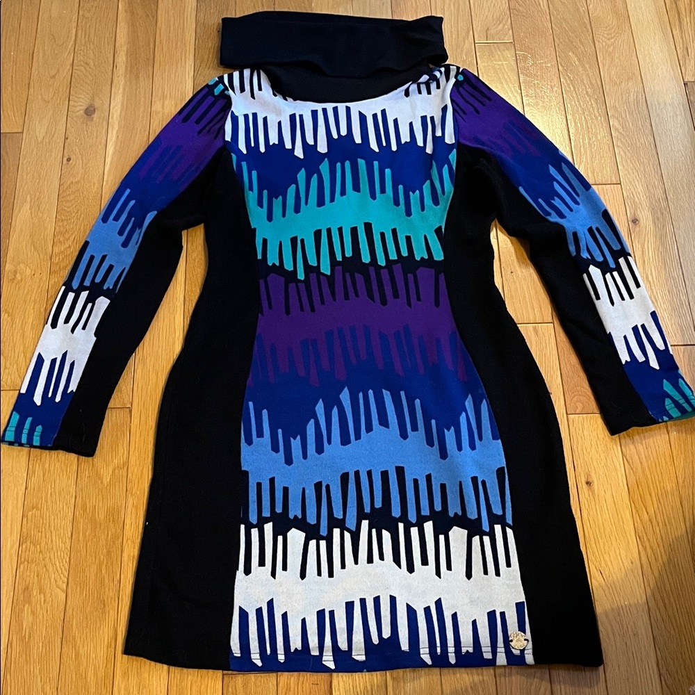 Coco and tashi colourful turtleneck sweater dress